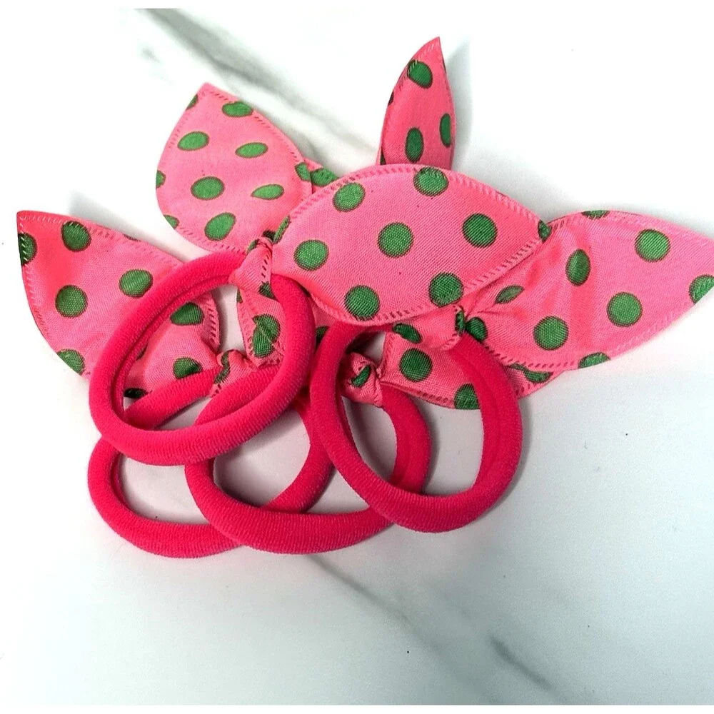 Girls Assorted Polka Dot Rabbit Ears Bow Cute Ponytail Holders Set of 30 New!